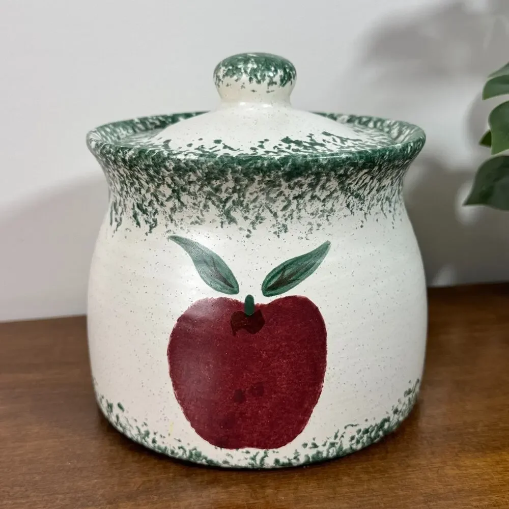 Vintage 80s Apple Cookie Jar Canister Small 6